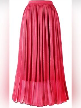 Women’s Pleated Maxi Skirt in Fuchsia Pink
